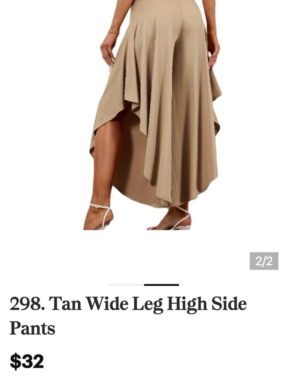 Flowy Asymmetrical Tan Pants - Women's Comfortable Summer Pants - Picture 3 of 7